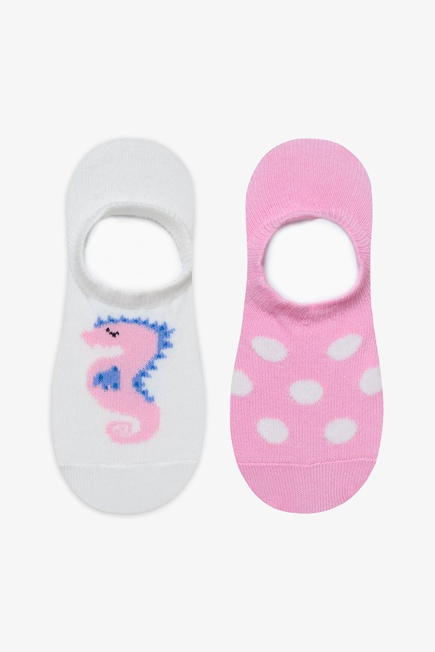 Girl's Seahorse Dot 2-Piece Multicolored Ballerina Socks