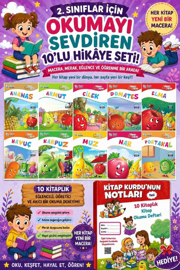 2. Set of 10 Stories That Make Reading Fun for Grades 11 (Book Reading Notebook Gift)
