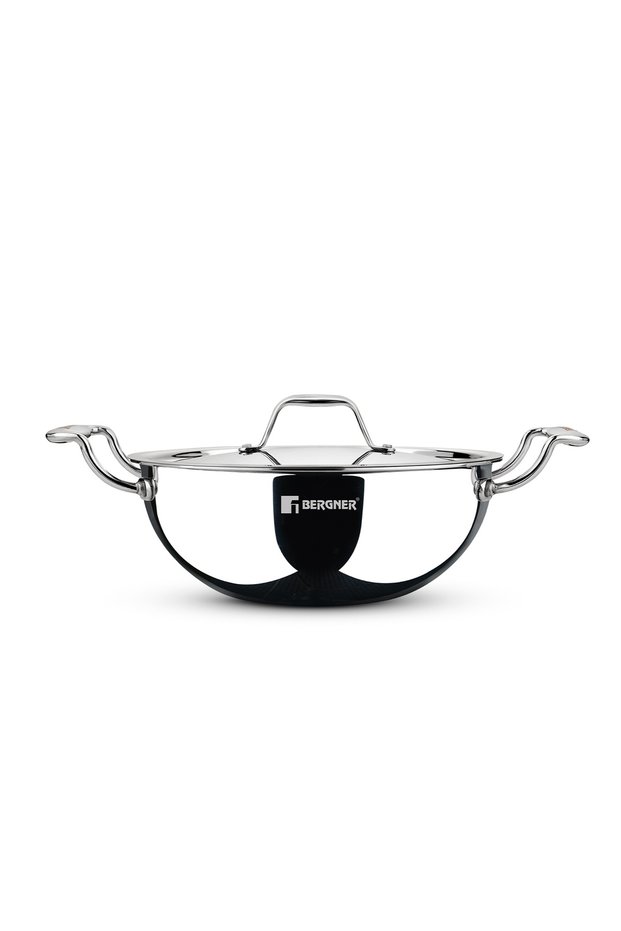 Argent 34cm 9.1L Tri-Ply Stainless Steel Deep Stir-Fry Pan Lid Healthy Cooking Induction Gas