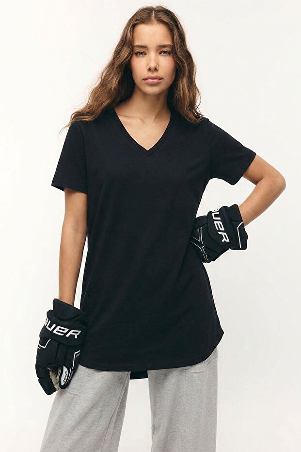 2 Pieces V-Neck Basic Viscose Blend T-Shirt - 7