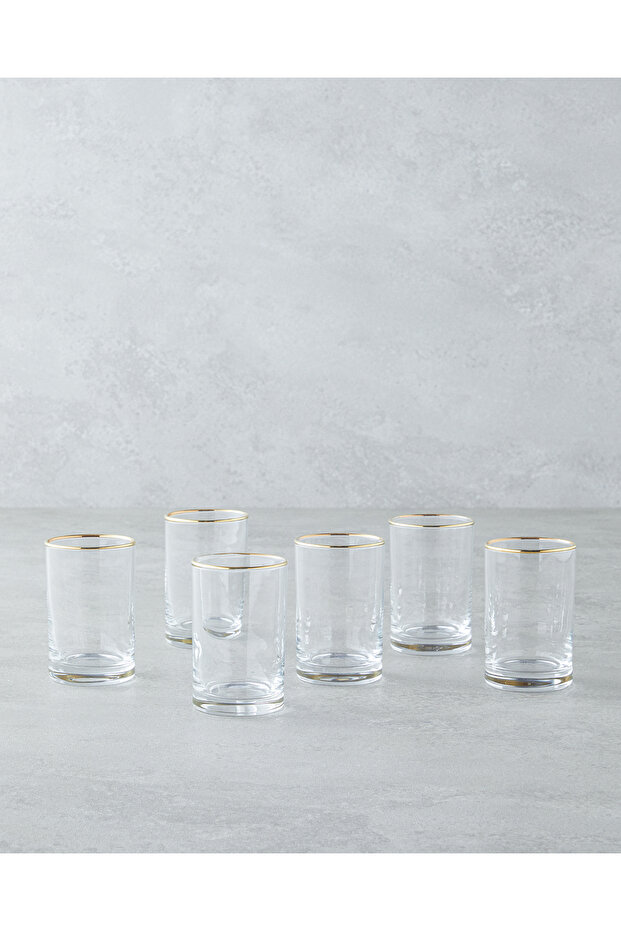 6-Piece Glint Glass Coffee Side Cup - 125 ml Gold