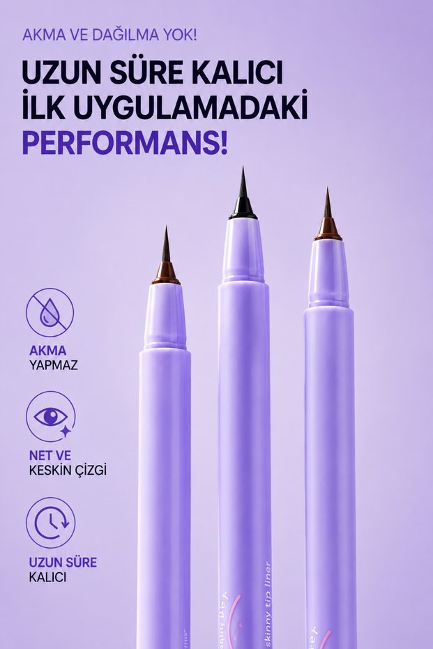 Long Lash Skinny Tip Liner 0.1 mm Ultra Fine Tip Long-Lasting Eyeliner for All Day Wear