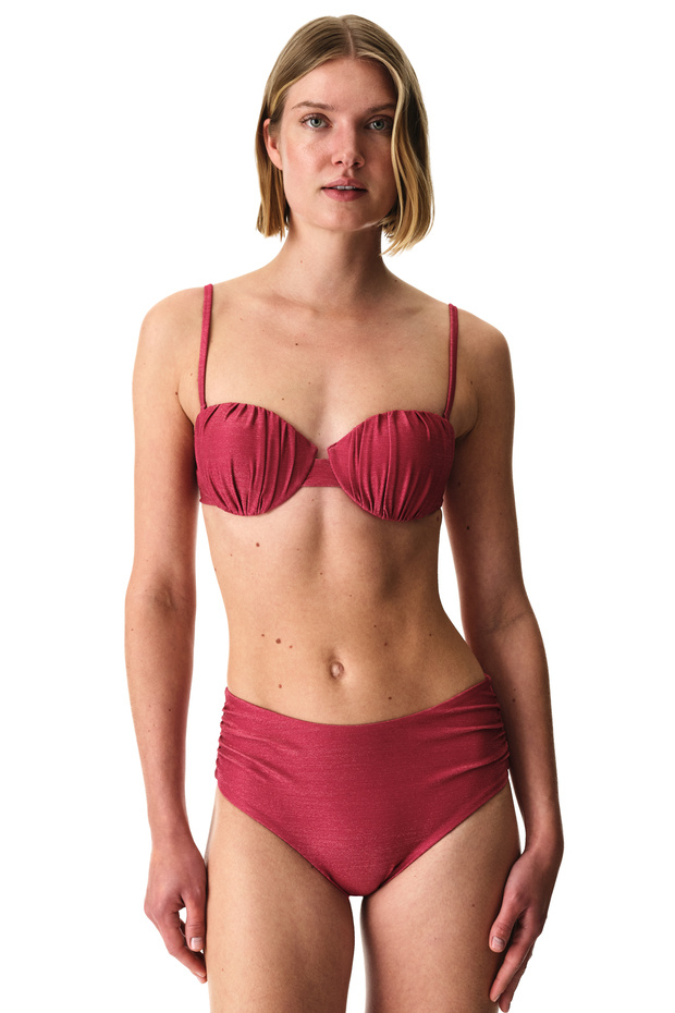 Fuchsia Dayana High Drawstring Bikini Bottom - 4