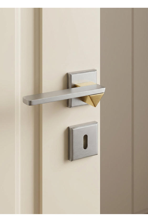 Larua Square Rosette Aluminum Door Handle (Room/Yale/Wc) Satin - Matte Gold