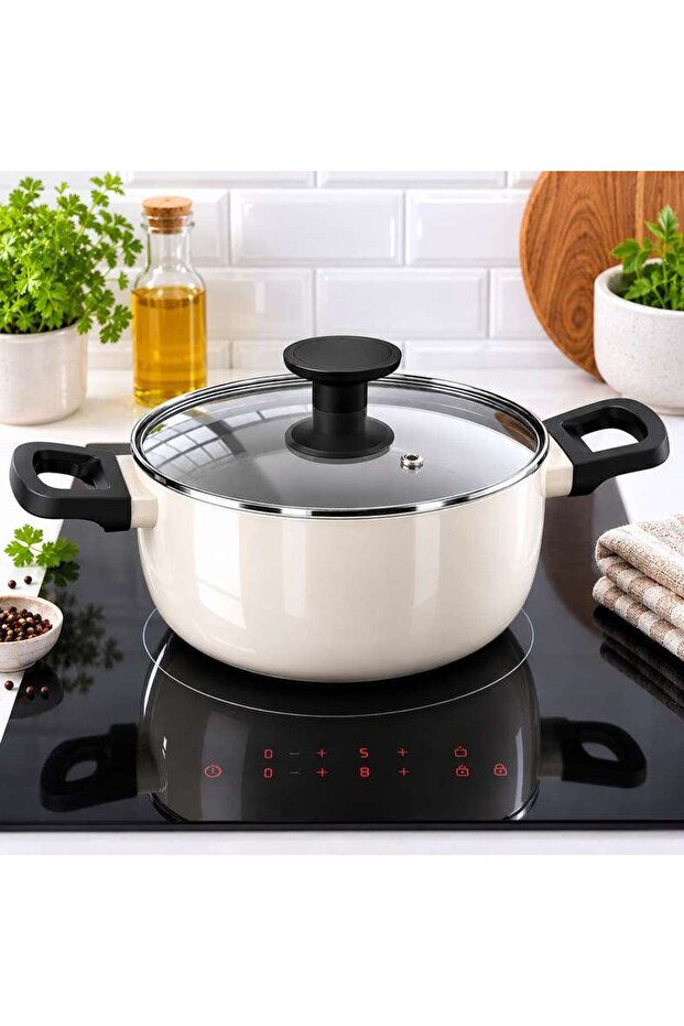 Berghoff Glints Stock Pot With Lid Dia20cm - Cream