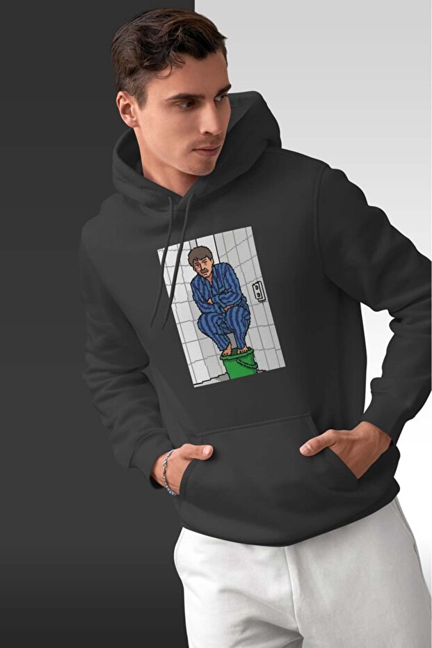سويت شيرت بقلنسوة كبير الحجم باللون الأصفر للجنسين