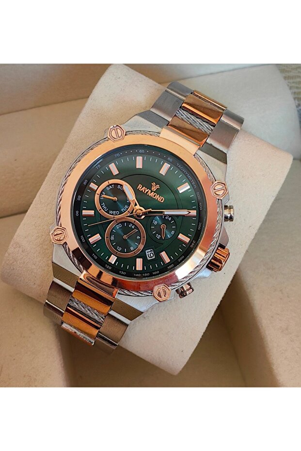 Green Dial Steel Men's Wristwatch