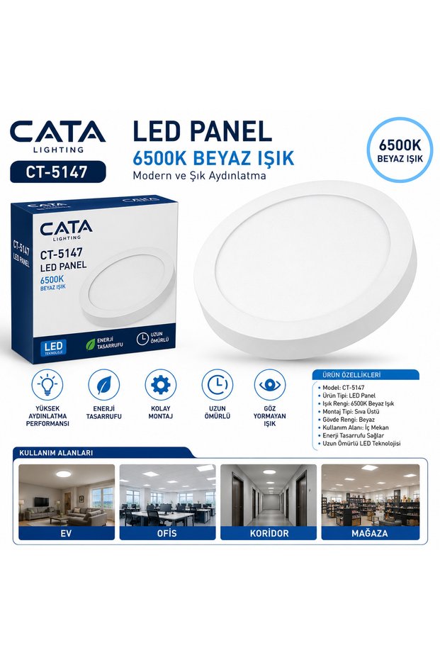 CT-5147 LED PANEL 6500K (beyaz ışıklı)