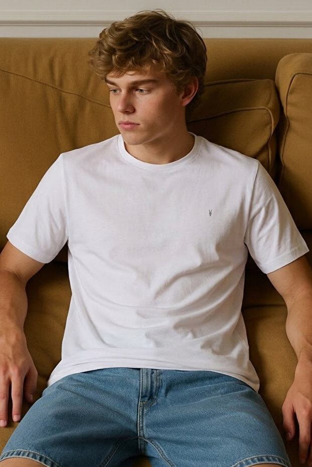 Men's Short Sleeve Comfortable Cotton White T-Shirt