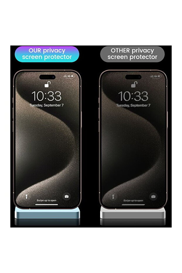 Privacy Screen Guard iPhone 15 Pro with easy applicator, 2 pack - 2