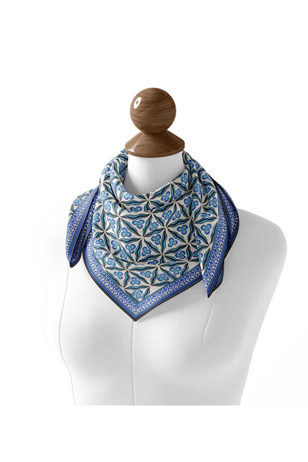 Indigo Çintemani Pattern Soft Scarf - 2