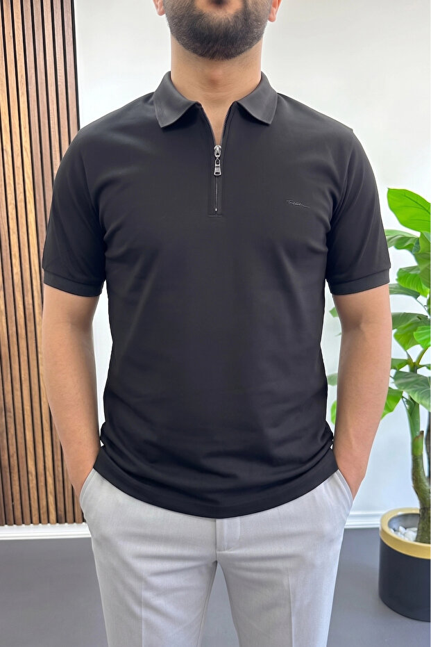 Men's Cotton Soft Polo Collar T-Shirt Black Edw500