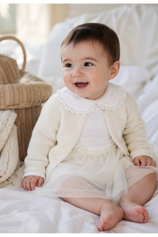 Baby Body & Bodysuit with Scalloped Collar and Snap Fasteners 100% Cotton Body