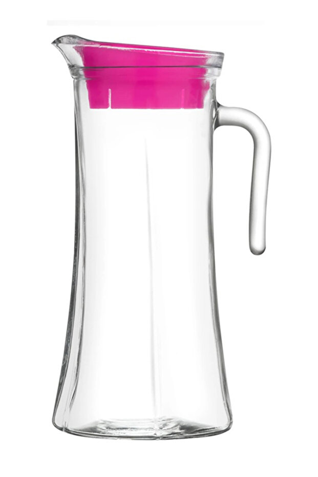 Truva Cam Sürahi Tekli 1,4 L Kulplu Pembe Plastik Kapaklı - 3