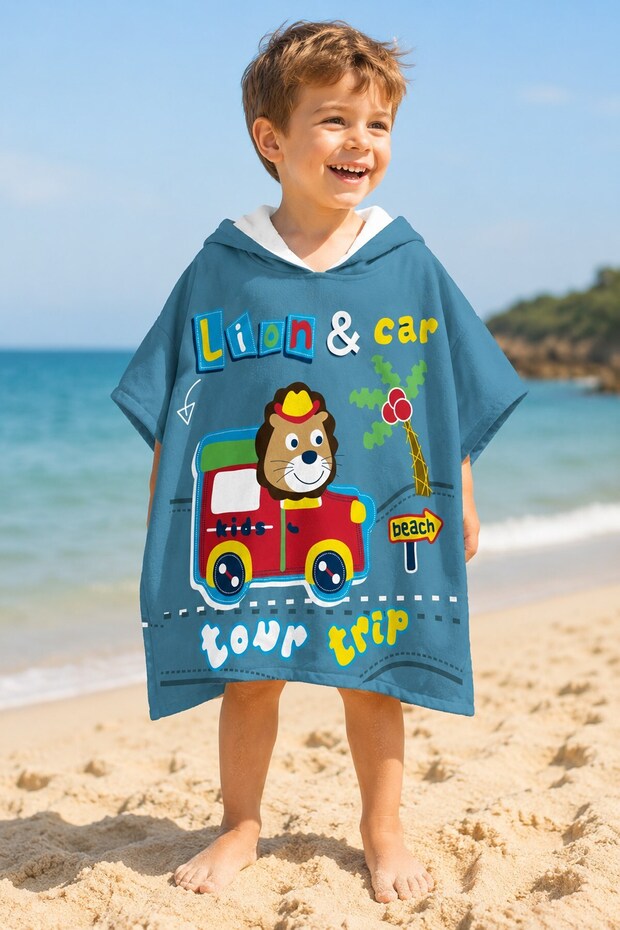 Nature Lion Children's Poncho Beach Towel