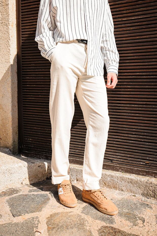 Hush Beige 100% Cotton Men's Trousers