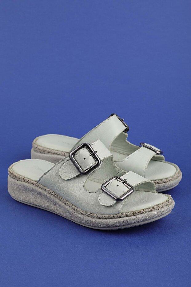 Genuine Leather Comfort Sole Comfortable Daily Slippers Imk.2103 Mint