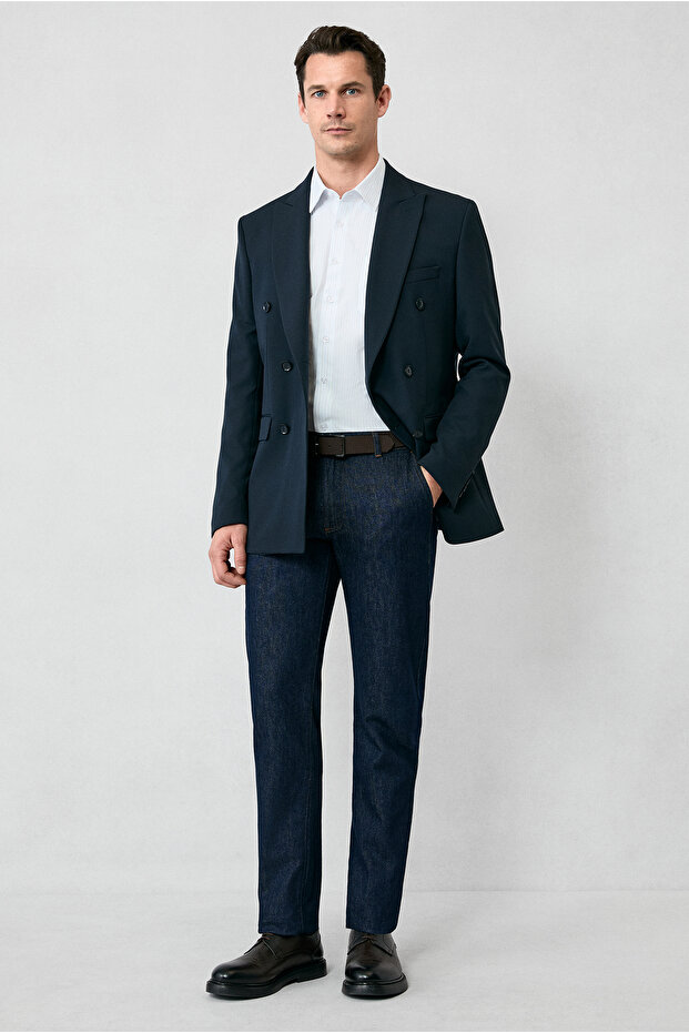 7 Drop Slim Fit Slim Fit Transitional Double-Breasted Jacket - 6