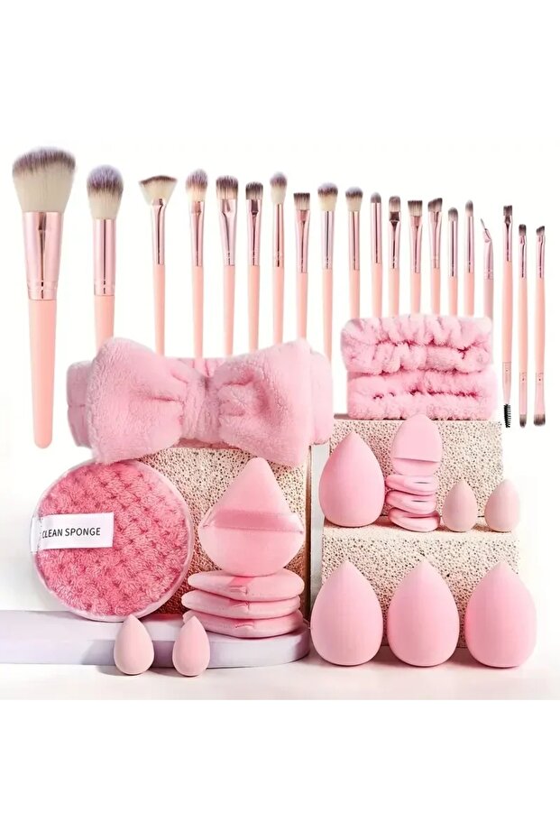 40pcs pink 33pcs beauty set makeup kit large and small beauty sponges for flawless makeup applicati
