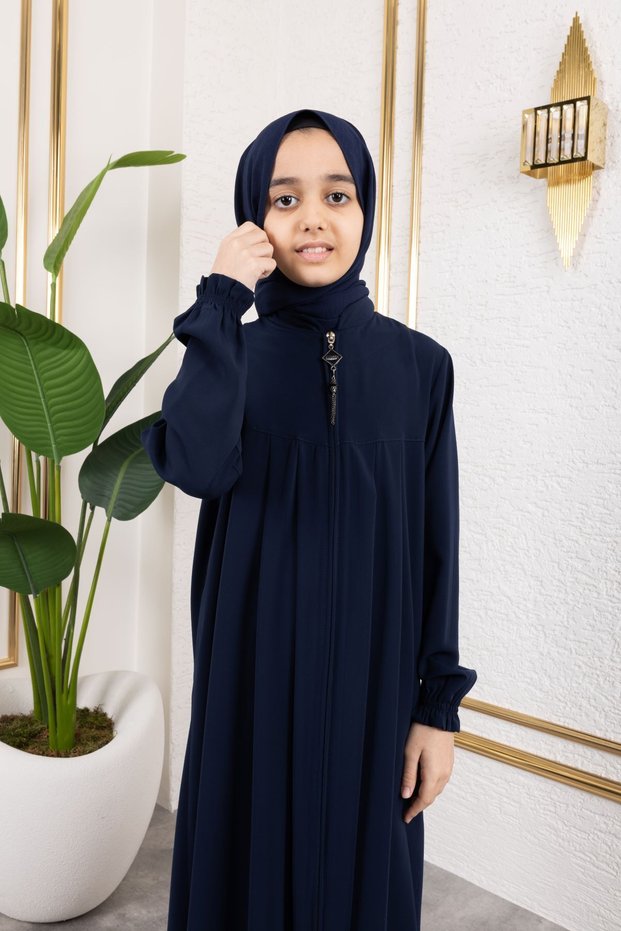 Robali Pleated Children's Ferace & Navy Blue - 4005