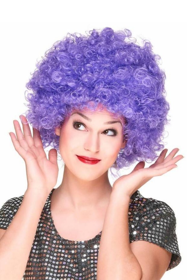 Purple Curly Afro Bonus Hair Wig – Party and Costume Wig