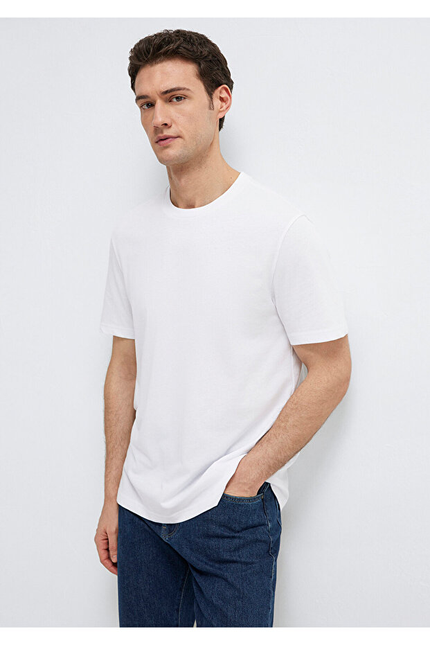 Beyaz Basic Tişört Regular Fit / Normal Kesim 0613477-620 - 2