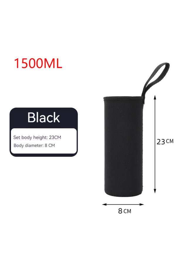 Black-1500ml 750ML/1000ML/1500ML Portable Water Bottle Insulated Neoprene Holder Pouch Bag Travel Th