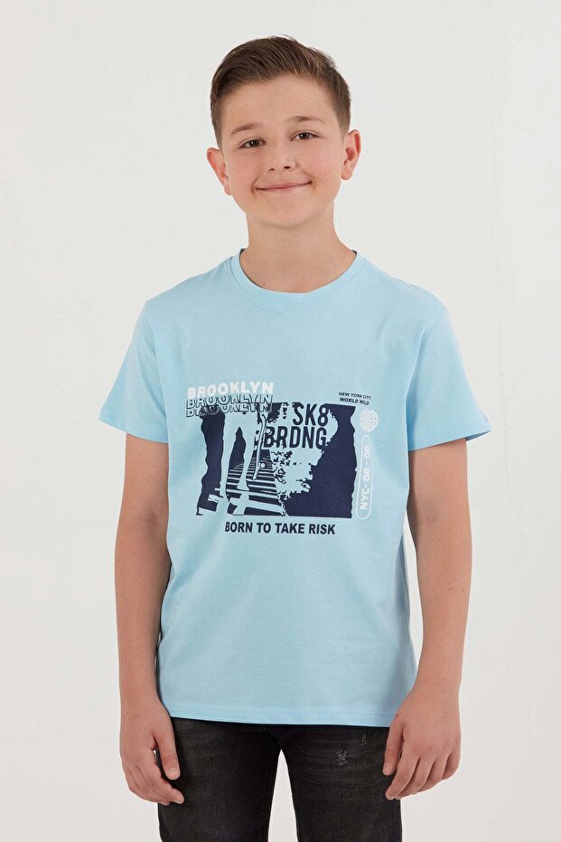 100% Cotton Brooklyn Printed Boy's T-Shirt