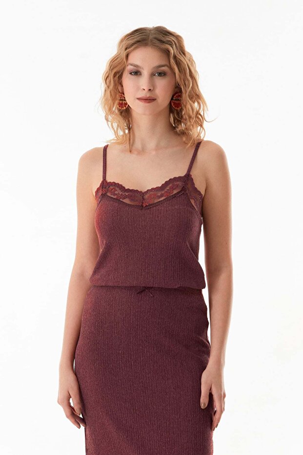 Wrapped Fabric Lace Strap Bodysuit