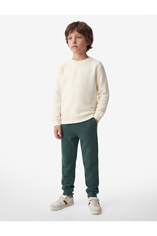 Cotton Long Sleeve Crew Neck Basic Sweatshirt - 1