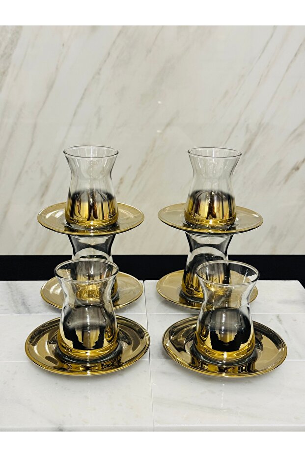 12 Piece Titanium Model Glass Tea Set for 6 People