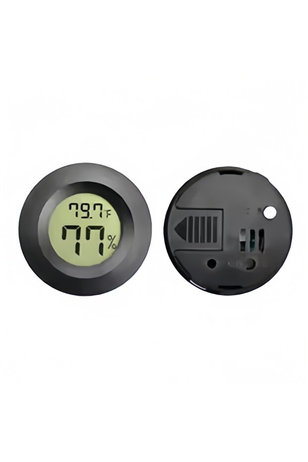 Black Digital Thermometer Hygrometer - Round LCD Display for Reptile Terrariums, Outdoor Camping Gea