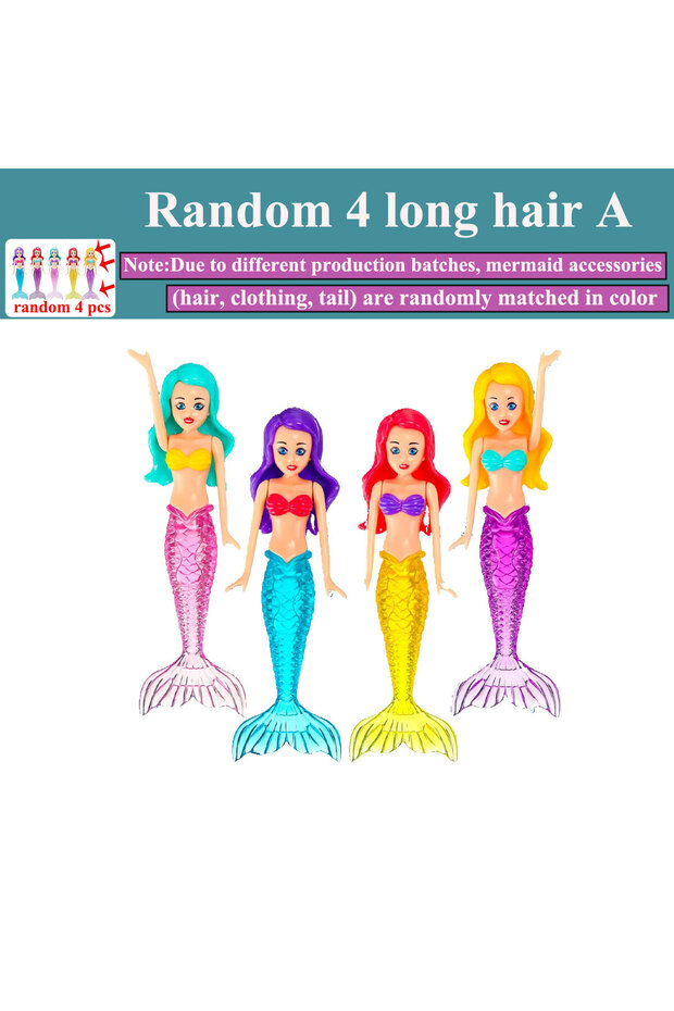 4 long hair T New Mermaid Dive Toys 2/3/4 PCS Colorful Bath Toy Play in Water Pool Float Toys 2 Risi