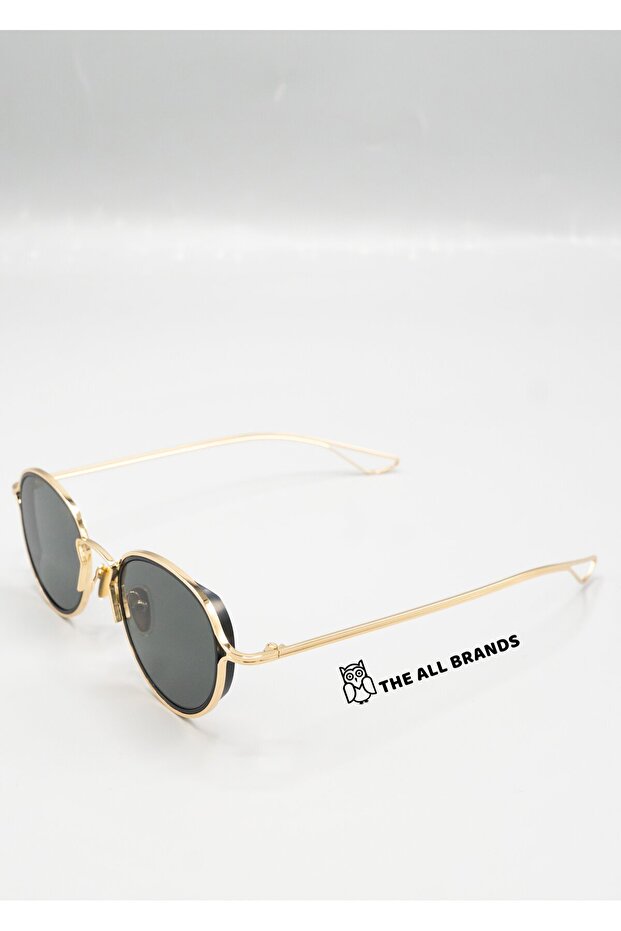 Unisex Round Sunglasses Gold Color Frame Smoked Glass Uv Protection Laminated C1