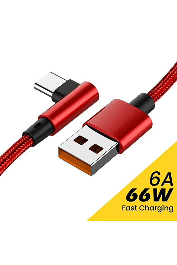 1 متر أحمر 0.25 متر/1 متر/1.5 متر/2 متر/3 متر 66 واط 6 أمبير كوع واحد شحن سريع من USB إلى النوع C سلك بيانات شحن سريع