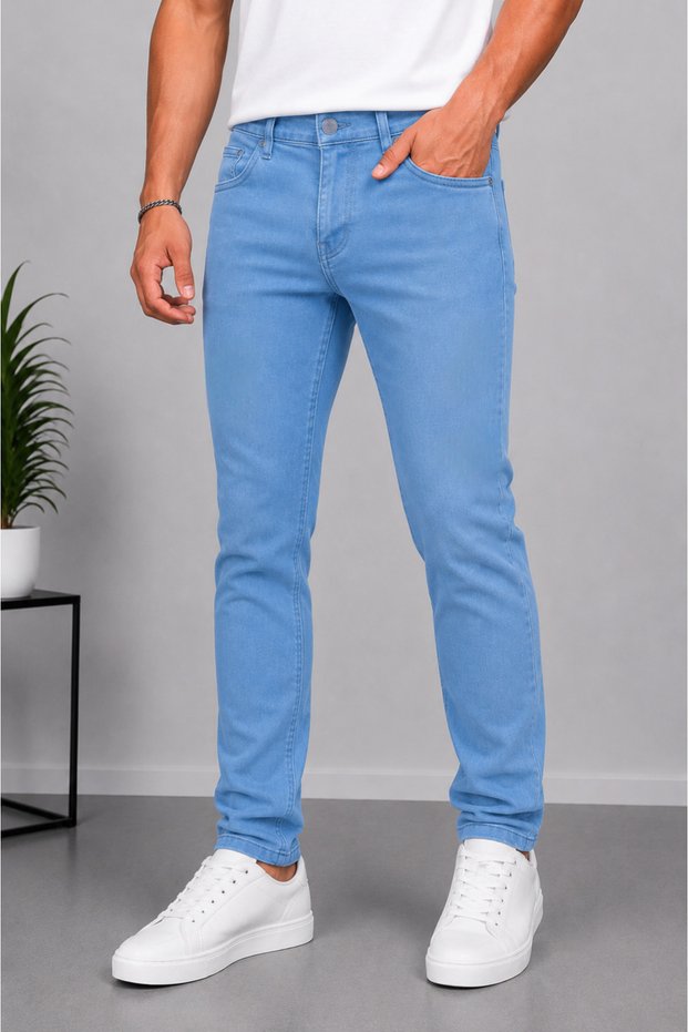 Men's Light Blue Slim Fit Skinny Leg Jeans