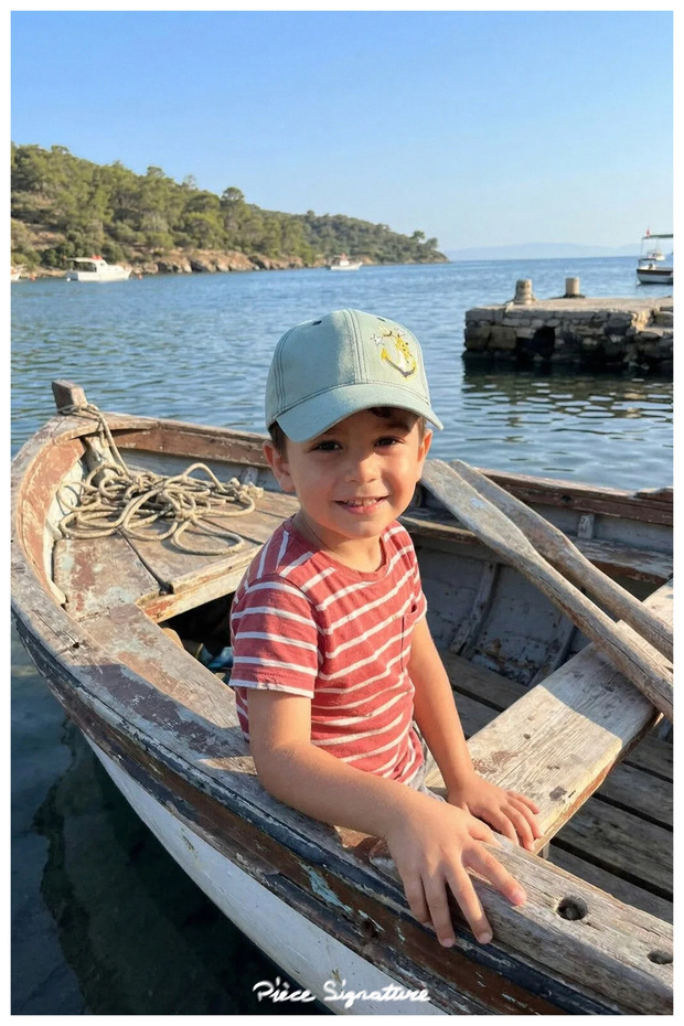 100% Cotton, Çıpa Embroidered Cotton Gabardine Jeans, Children's Hat (7-10 Years)