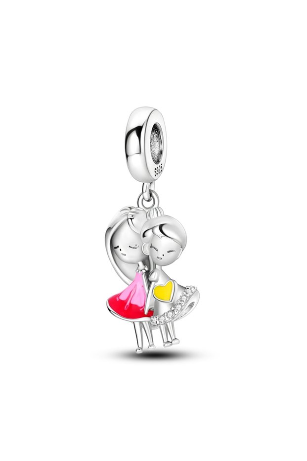 KTC554 Original 925 Sterling Silver Charms Beads Family Friendship Love Heart Charms Pendants Fit Br
