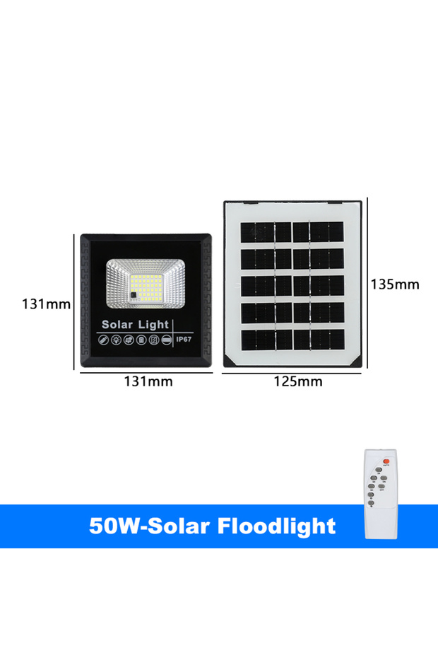50W Cold White LED Flood Light Solar 50W Waterproof IP67 Remote Control Outdoor Floodlight Garden St