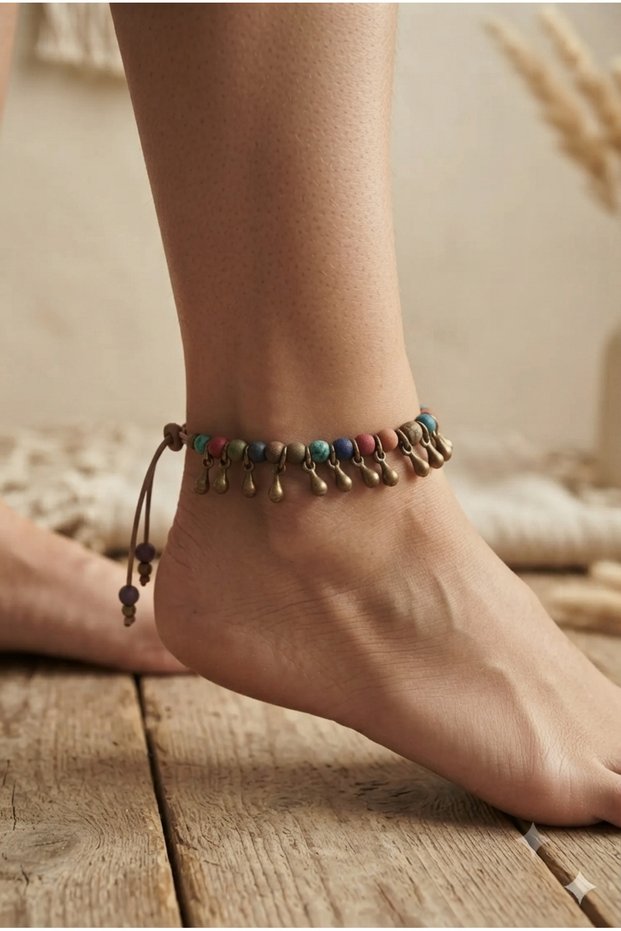 Handmade Brass Apparatus and Bead Detailed Special Design Anklet