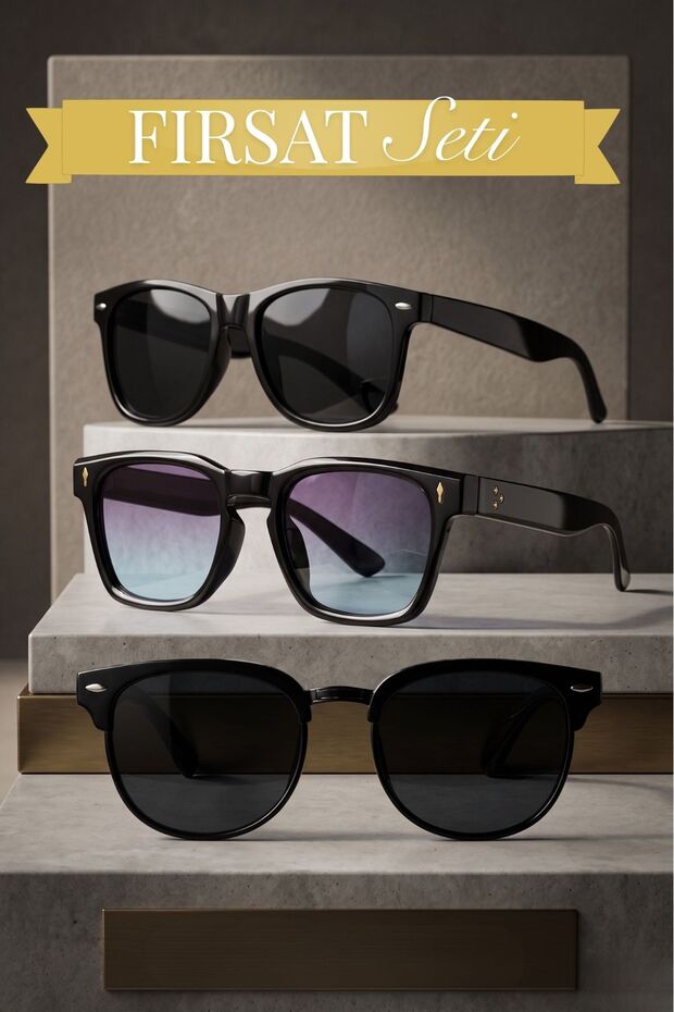 3-Piece Opportunity Set Unisex Different Color Uv400 Protected Sunglasses 25-01 / 23043 / 2300