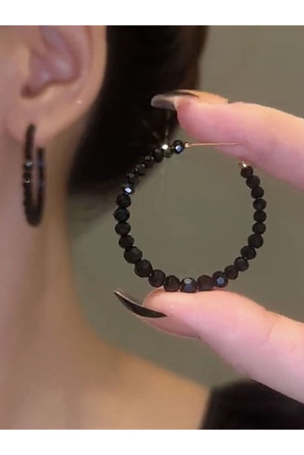 TG-192 KPOP Black Color Acrylic Crystal Earrings For Women Luxury Stud Earrings Fashion Jewelry Drop