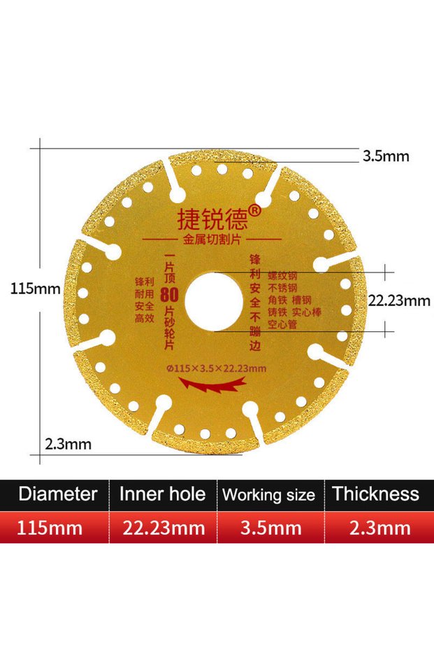 D Diamond Saw Blade Metal Brazing Iron Rebar Stainless Steel Cutting Discs Set 100/115/125mm Angle .