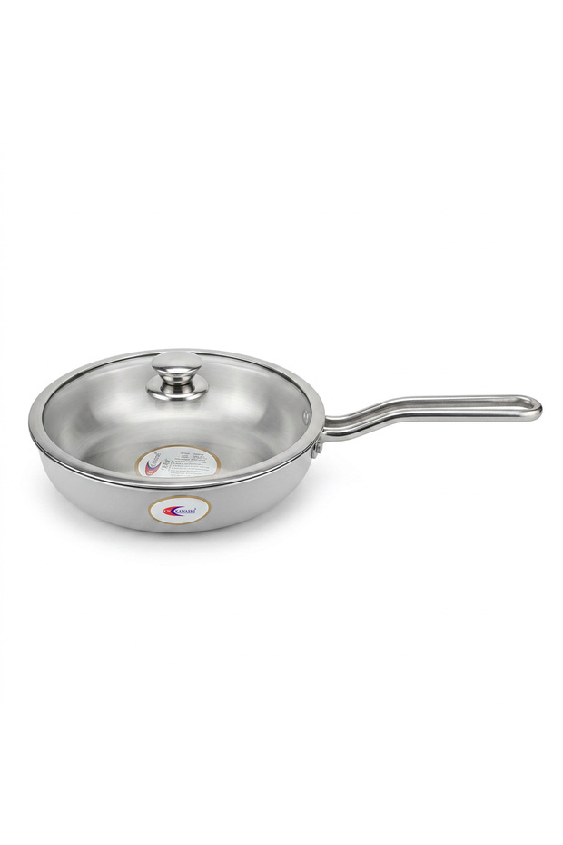 Triple Frypan with Glass Lid T Type, 22cm Non-Stick Frying Pan