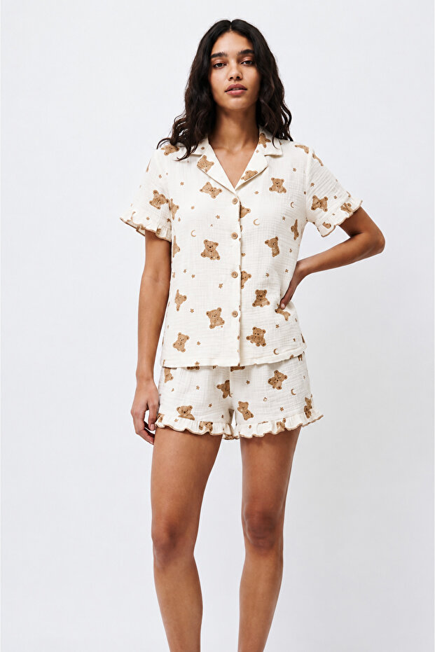 Women's Patterned Trendy Snow White Pajama Set