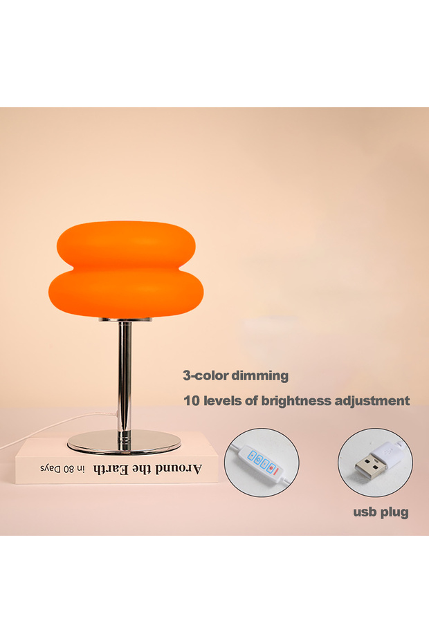 USB plug C-style Bedroom Bedside Lamp Creamy Style Table Lamp USB Plug Tri Color Dimming Living Room