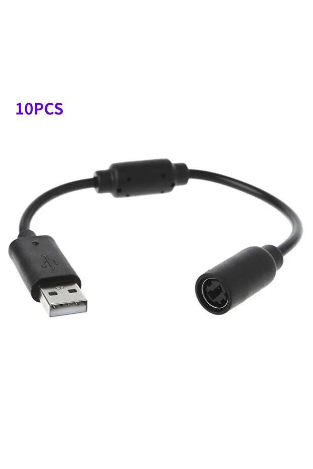 كابل محول USB أسود (10 قطع) لوحدات تحكم Xbox 360 السلكية، خط تحويل للاعبين