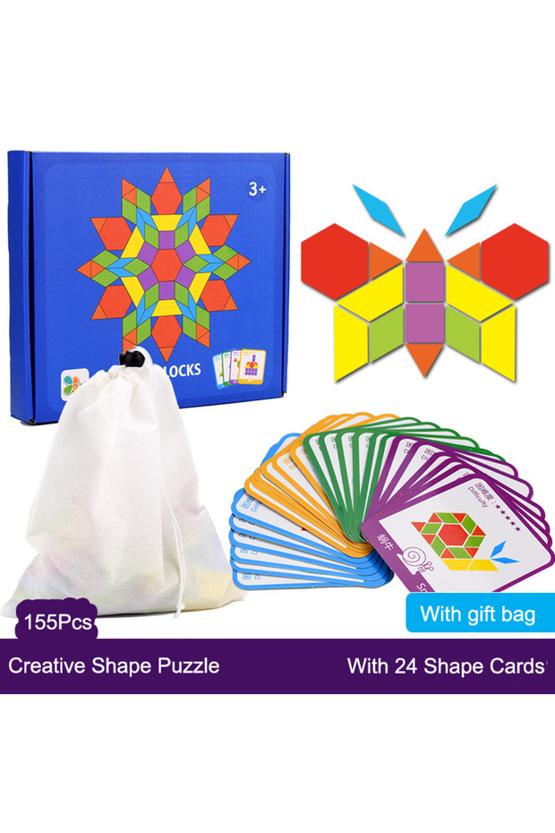 155PCS With box DIY Children's Wooden Toys 155pcs Wooden Jigsaw Puzzle Board Set Colorful Montessori