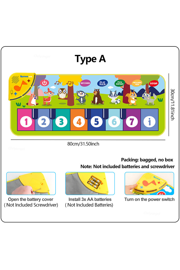 80x30cm Type A Piano Mat for Kids 80*30cm Toddlers Floor Keyboard Dance Mat Play Musical Carpet Musi