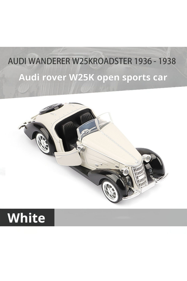 WHITE 1:32 Vehicle Model Super Classic Pull Back Toy Car Educational Collection Door Open Car Model